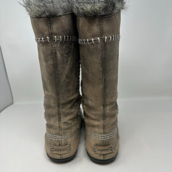 Sorel Cate The Great NL1642-221 Tusk Stone Brown Leather Tall Boots 6 - Picture 10 of 16